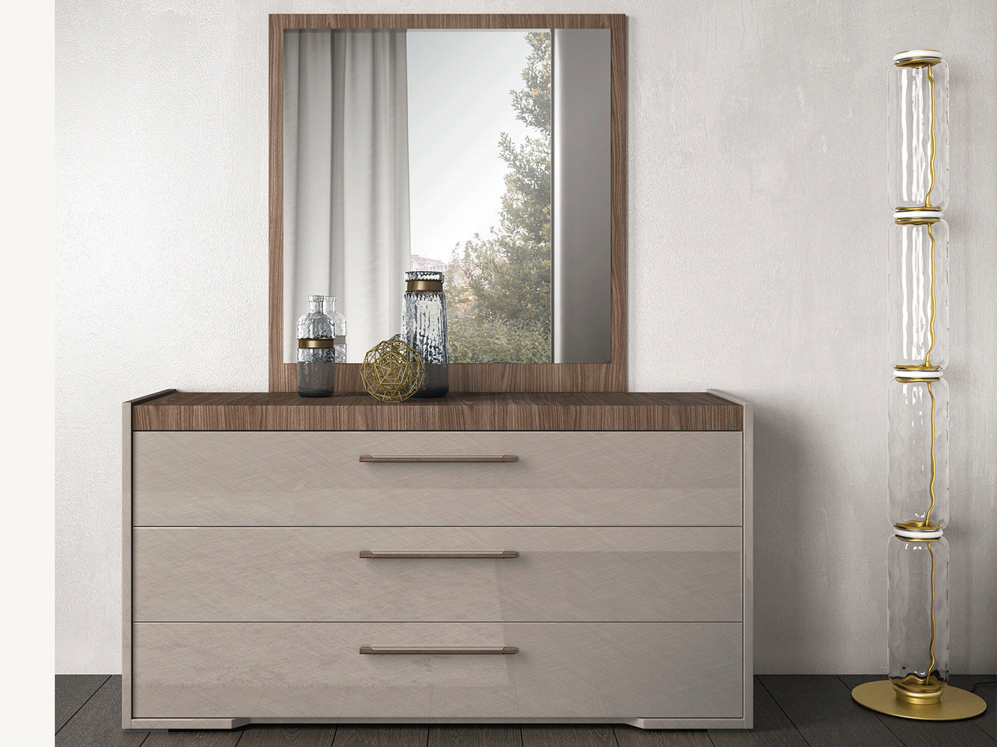 Nora 59.4" Wide 3 Drawer Dresser With Mirror Istanbul Furniture Home of Unique Turkish Furniture