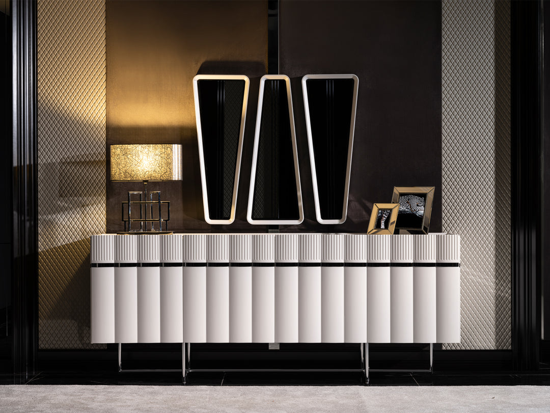 Aqua 90 Wide 4 Door Buffet With Mirror Istanbul Furniture Home of Unique Turkish Furniture