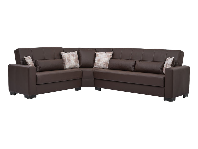 Armada Leather 124" / 100" Wide Convertible Sectional