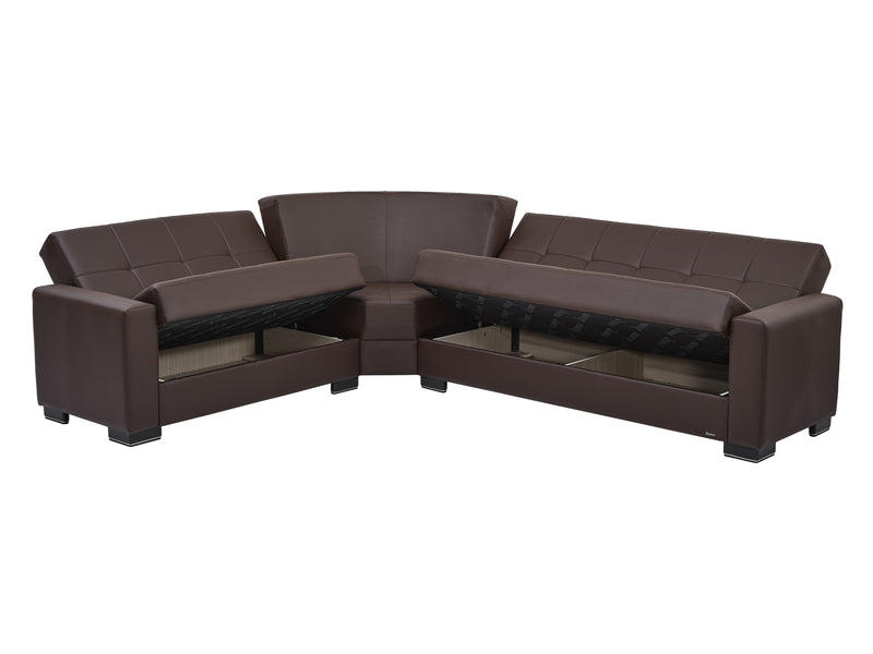 Armada Leather 124" / 100" Wide Convertible Sectional