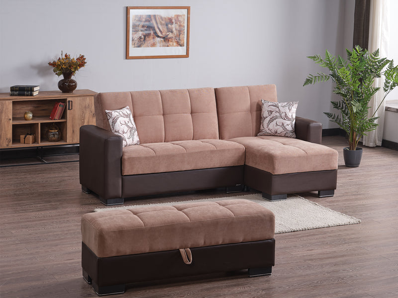 Armada Partial Leather 94" Wide Convertible Sectional