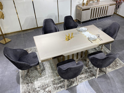 Berlinss 81" Wide 6 Person Dining Table