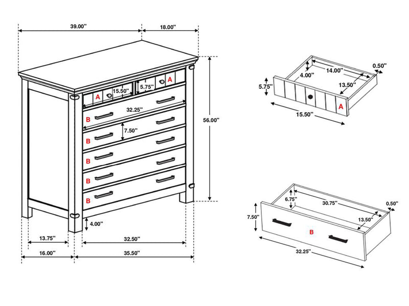 Brenner 39" Wide 7 Drawer Chest