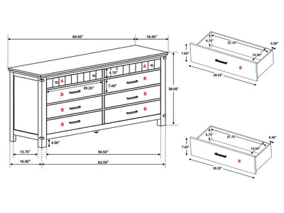 Brenner 66" Wide 8 Drawer Dresser With Mirror