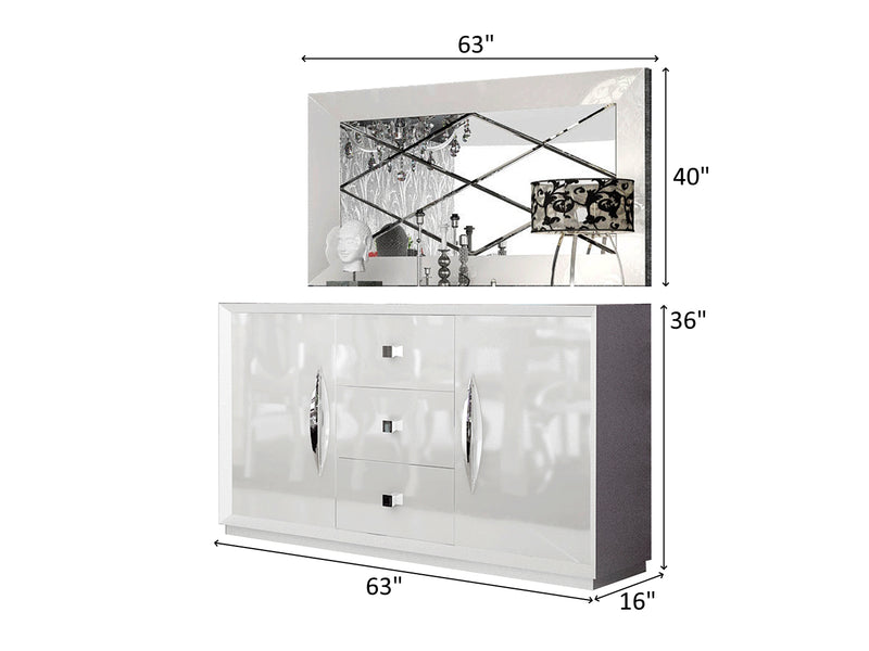 Carmenes 63" Wide 2 Door 3 Drawer Buffet With Mirror