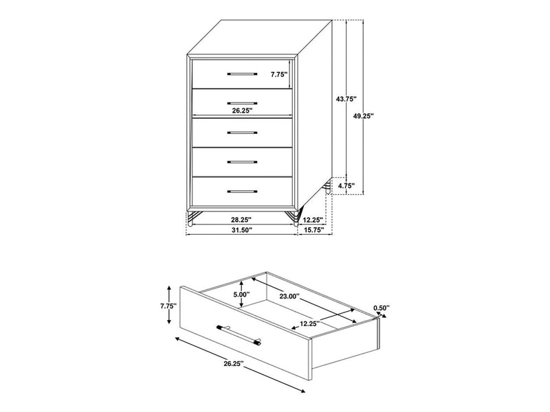 Lucia 31.5" Wide 5 Drawer Chest