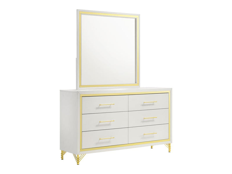 Lucia 57.2" Wide 6 Drawer Dresser With Mirror