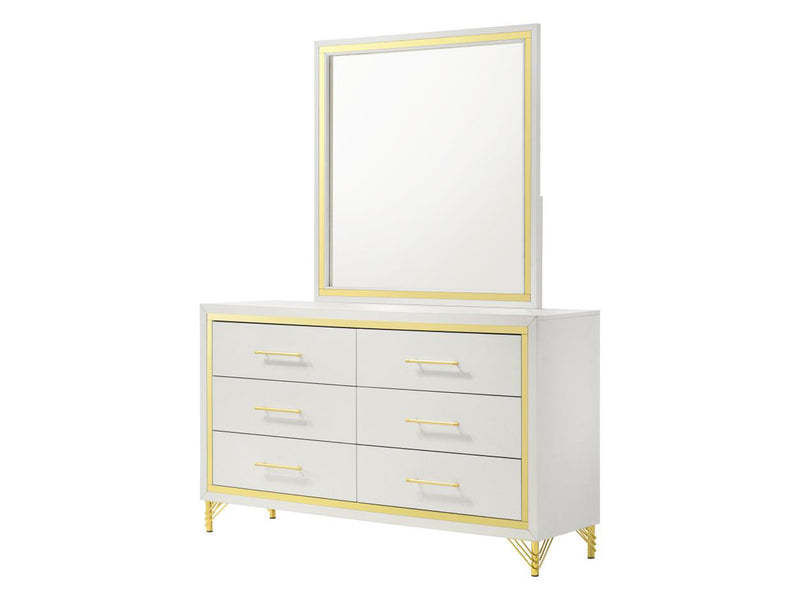 Lucia 57.2" Wide 6 Drawer Dresser With Mirror