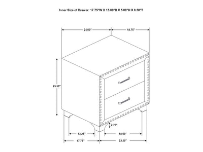 Melody 25.5" Tall 2 Drawer Nightstand