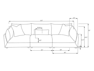 Sasha 115" Wide Sofa