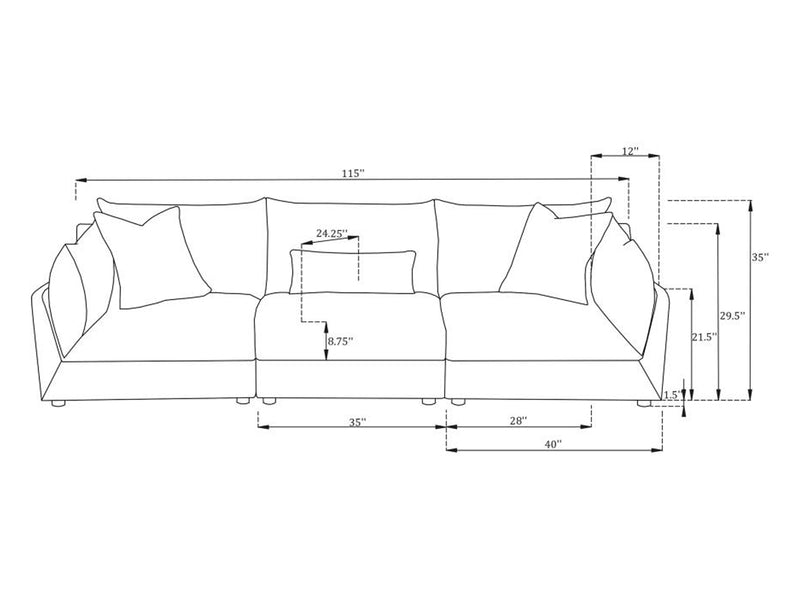 Sasha 115" Wide Sofa