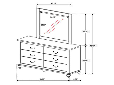 Stillwood 59" Wide 6 Drawer Dresser With Mirror