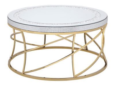 Elise 35" Wide Mirror Top Stainless Steel Coffee Table