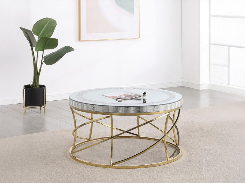 Elise 35" Wide Mirror Top Stainless Steel Coffee Table