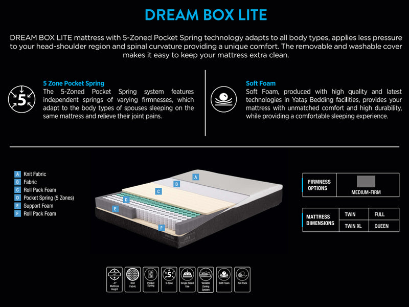 Dream Box Lite 8" Thick Medium Firm Mattress