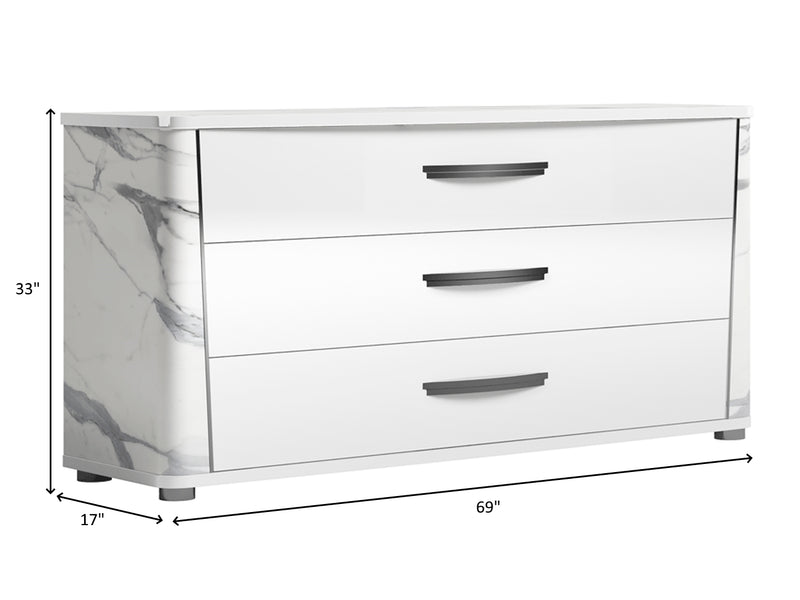 Anna 69" Wide 3 Drawer Dresser With Mirror