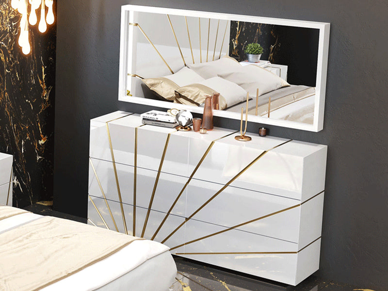 Oro 63" Wide 6 Drawer Dresser With Mirror