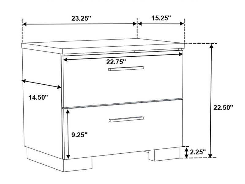 Felicity 23.2" Wide 2 Drawer Nightstand