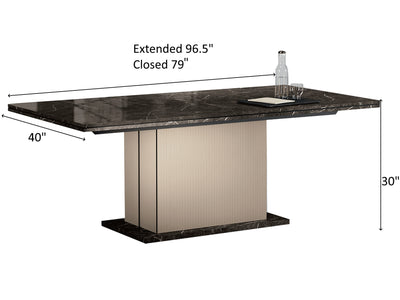Fidia 96.5" / 79" Wide Extendable Marble Looking Dining Table