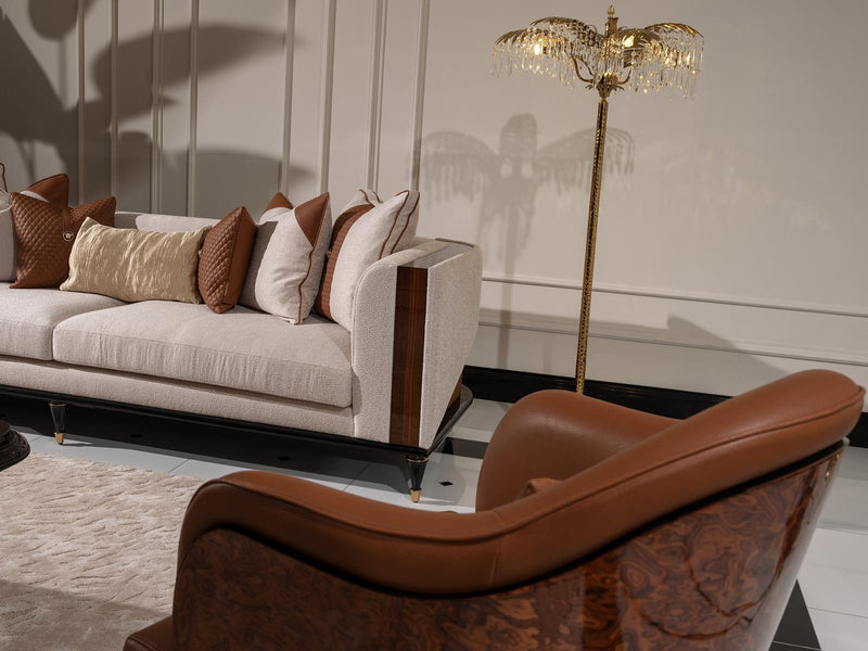 Nevada Gab 108" Wide Wooden Arm Sofa
