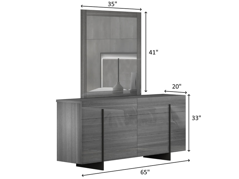 Blade 65" Wide 6 Drawer Dresser With Mirror