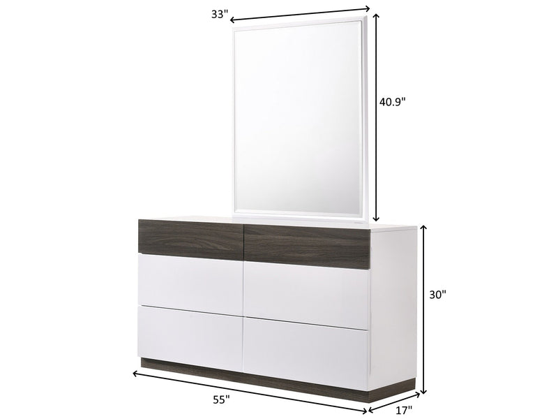Sanremo Jn 55" Wide 6 Drawer Dresser With Mirror