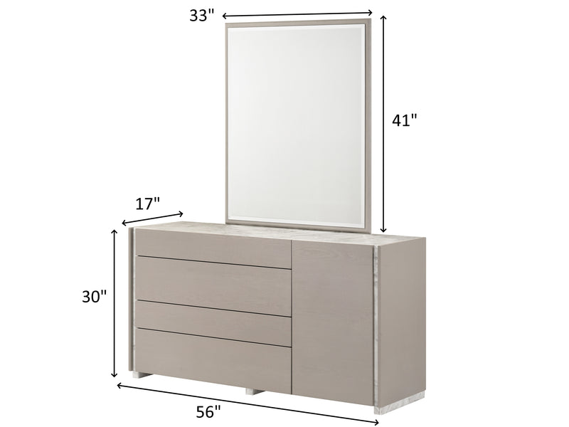 Pearl 56" Wide 4 Drawer Dresser With Mirror