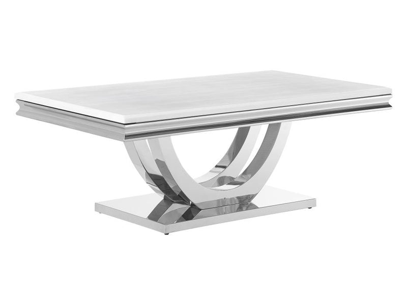 Kerwin 51" Wide Rectangular Stone Top Coffee Table