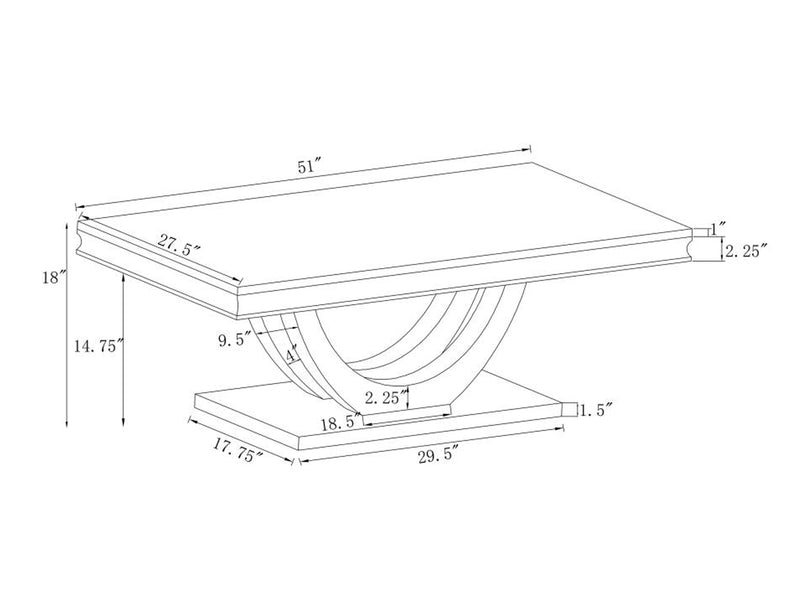 Kerwin 51" Wide Rectangular Stone Top Coffee Table