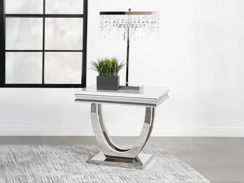 Kerwin 23" Tall Square Stone Top End Table