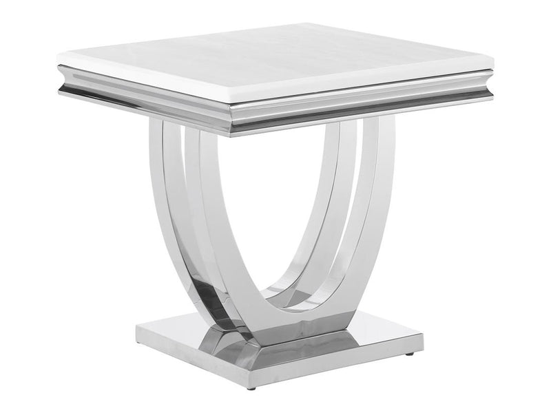Kerwin 23" Tall Square Stone Top End Table