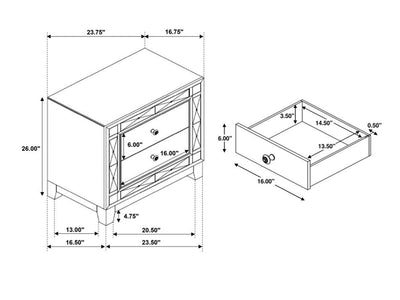 Leighton 23.7" Wide 2 Drawer Nightstand