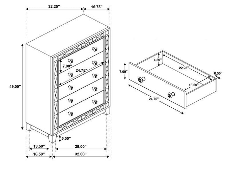 Leighton 32.2" Wide 5 Drawer Chest