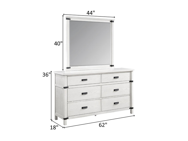 Loretta 62" Wide 6 Drawer Dresser With Mirror