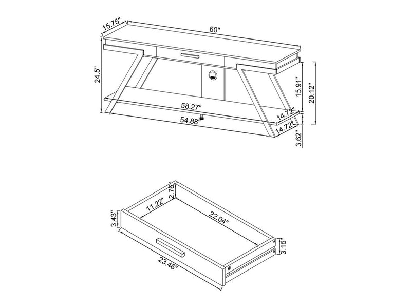 Marcia 60" Wide 1 Drawer TV Stand