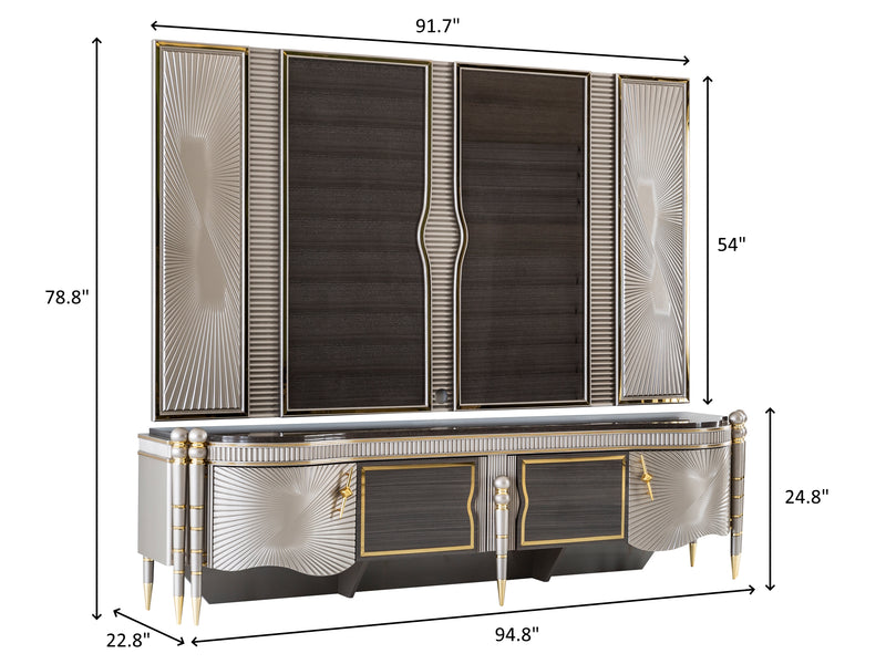 Bentley 94.8" Wide 4 Door TV Stand