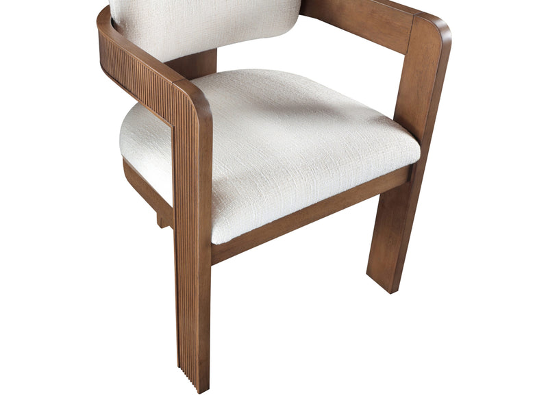 Sacha 22.5" Wide Walnut Frame Linen Dining Chair (Set of 2)