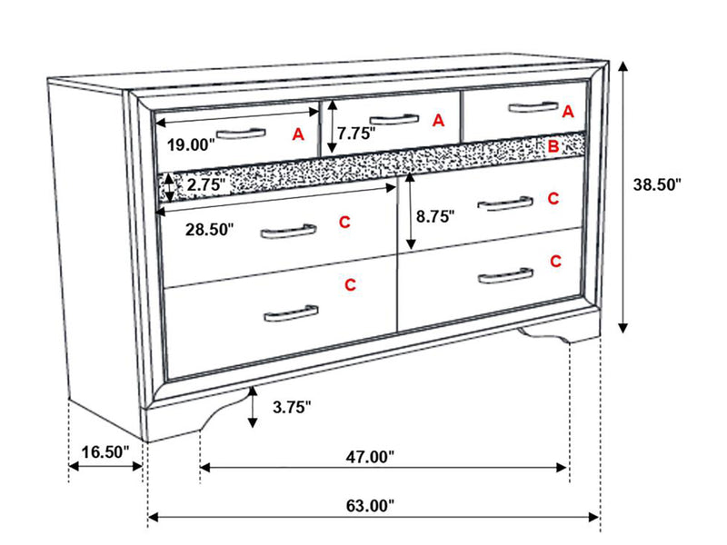 Miranda 63" Wide Dresser With Mirror