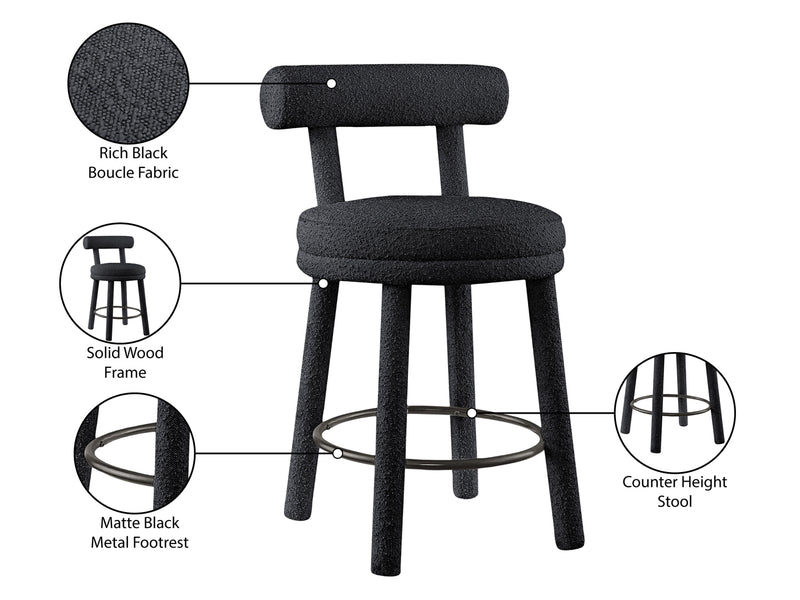 Parlor Boucle Fabric Bar Stool (Set of 2)