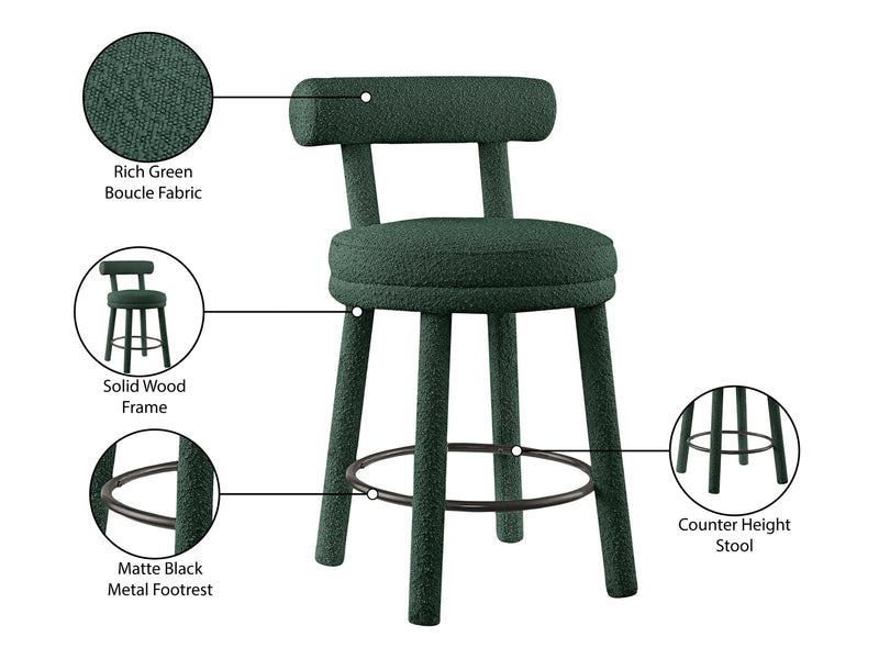 Parlor Boucle Fabric Bar Stool (Set of 2)