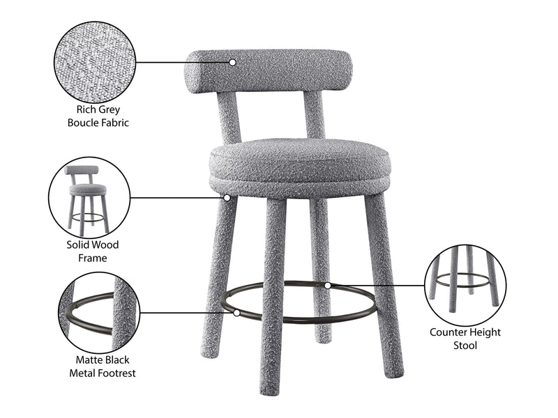 Parlor Boucle Fabric Bar Stool (Set of 2)