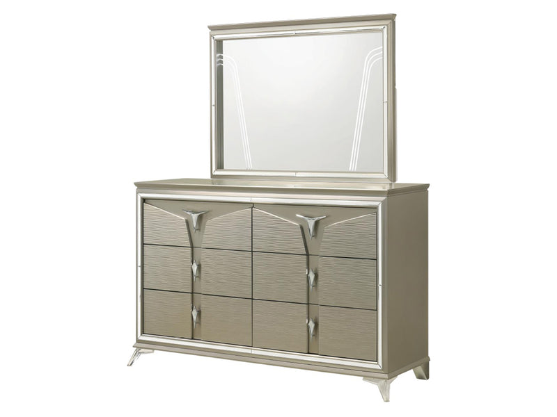 Samantha 68.5" Wide 6 Drawer Dresser With Mirror