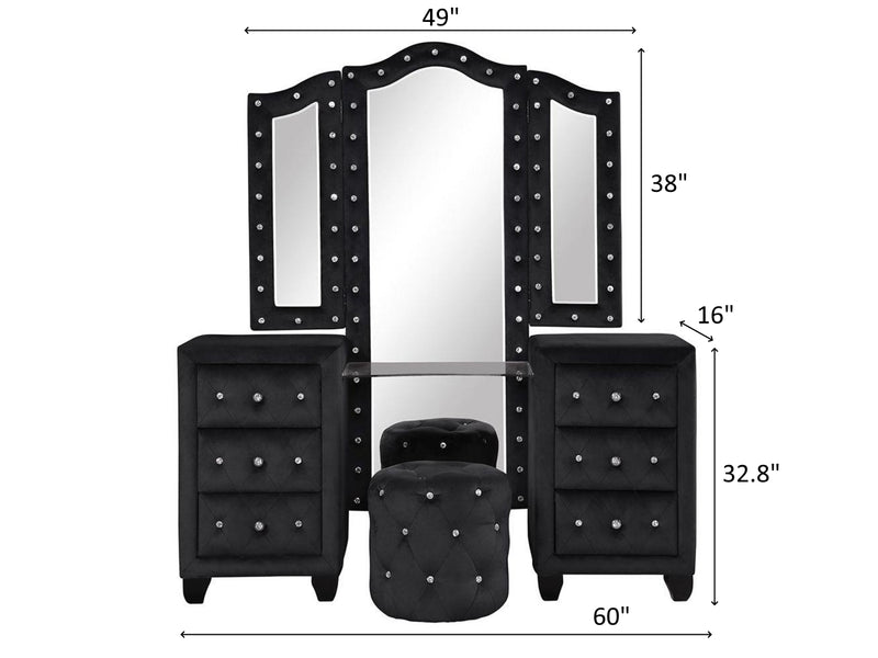 Sophia 60" Wide Makeup Vanity Set