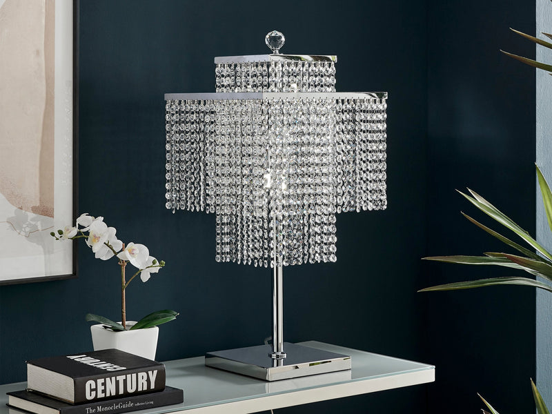 Double Crown Square Crystal 22" Tall Table Lamp