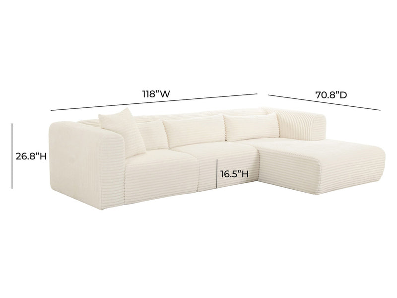 Tarra 118" Wide Fluffy Modular Sectional