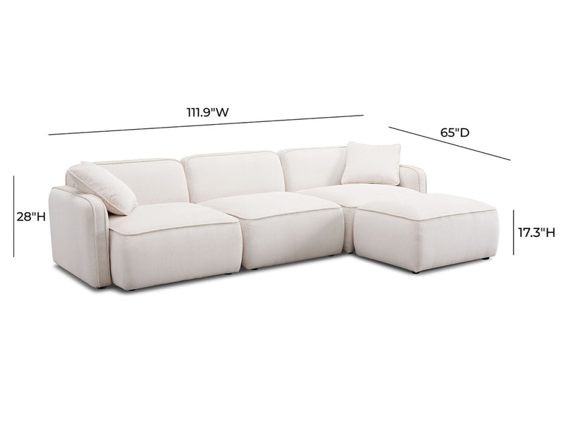 Travie 111.9" Wide Corduroy Velvet Modular Sectional