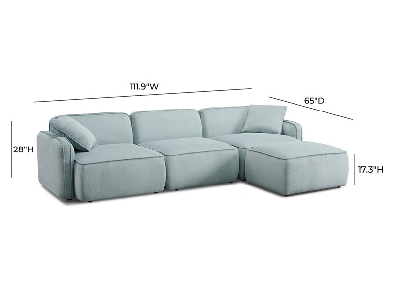 Travie 111.9" Wide Corduroy Velvet Modular Sectional