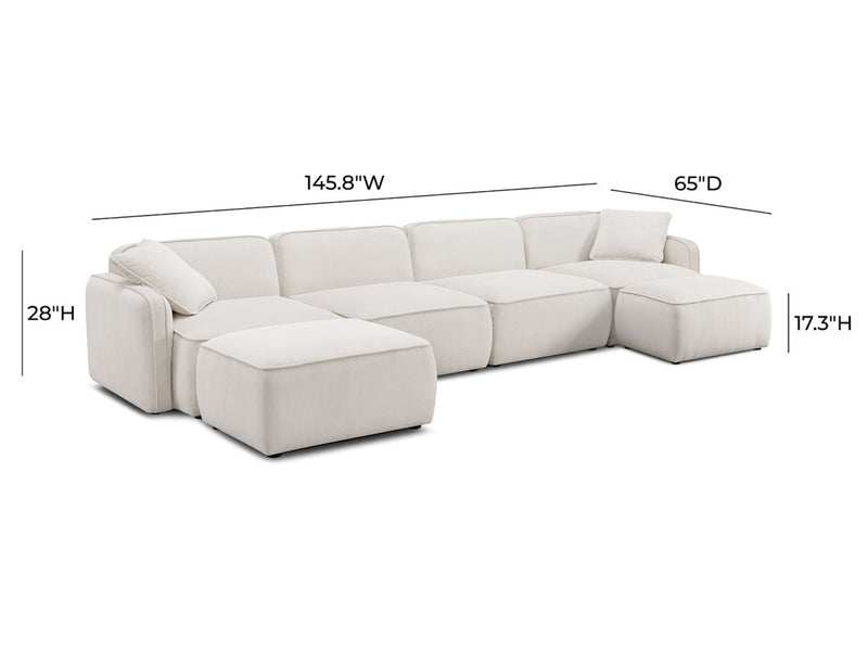 Travie 145.8" Wide Corduroy Velvet Modular U Sectional