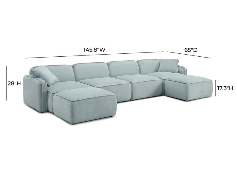 Travie 145.8" Wide Corduroy Velvet Modular U Sectional