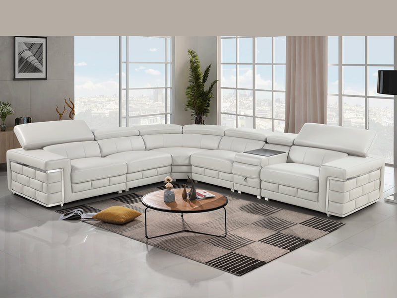 378 Modern 134" / 118" Wide Leather Sectional